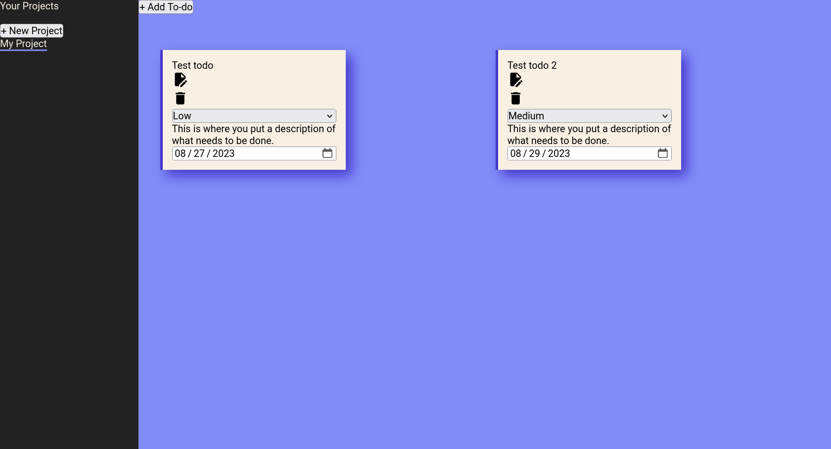screenshot of a todo app